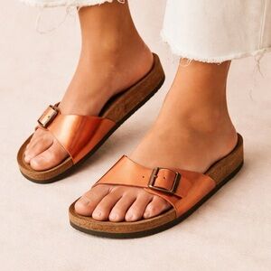BIRKENSTOCK | Madrid Sandals in Copper Metallic Leather | 38 | Good Condition